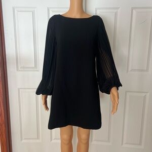 White House Black Market Black Dress with Pleated Sleeves